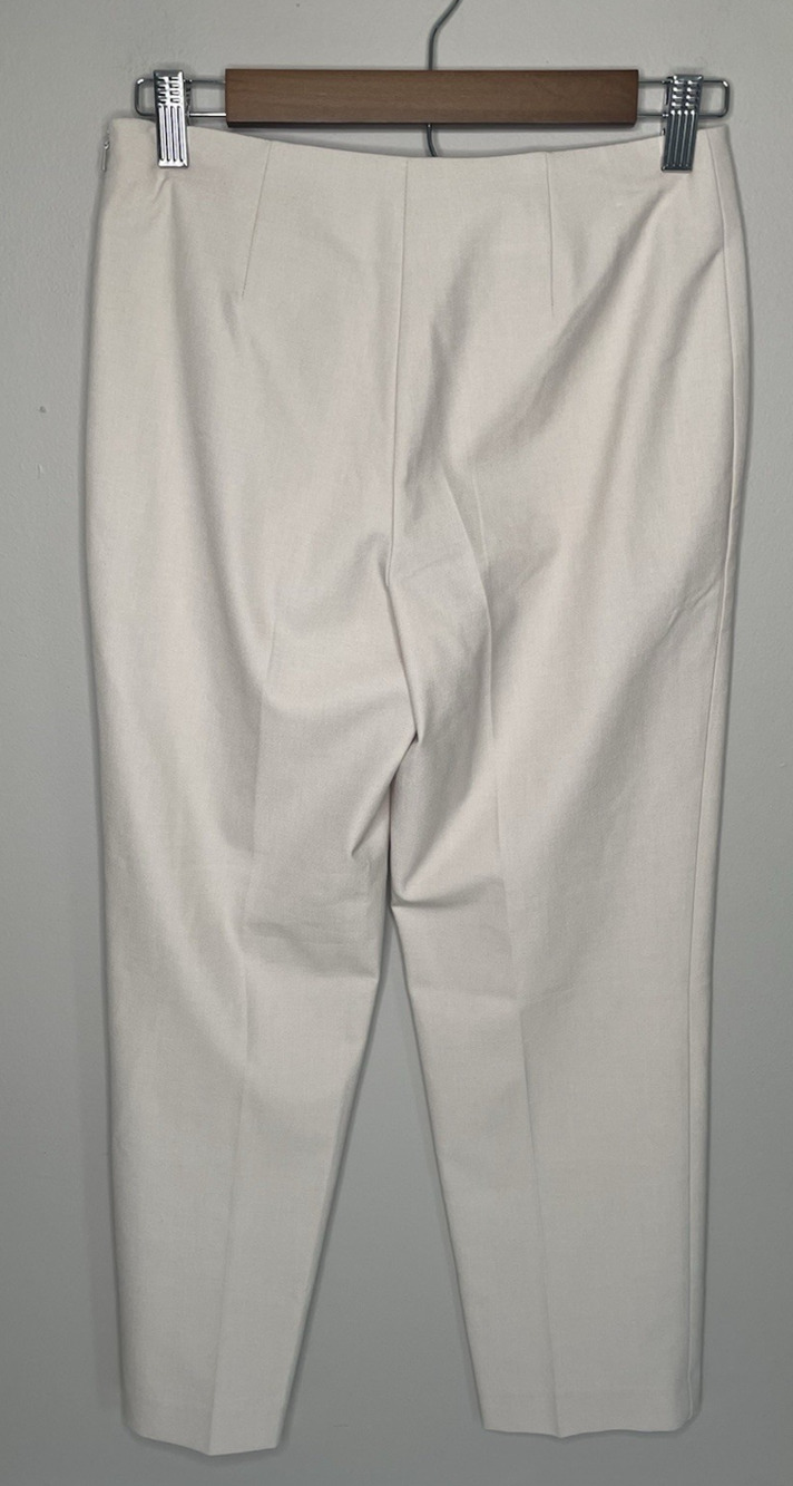 Talbots Petites Classic Side Zip Pants 2P Ivory Ankle Career Stretch NWT